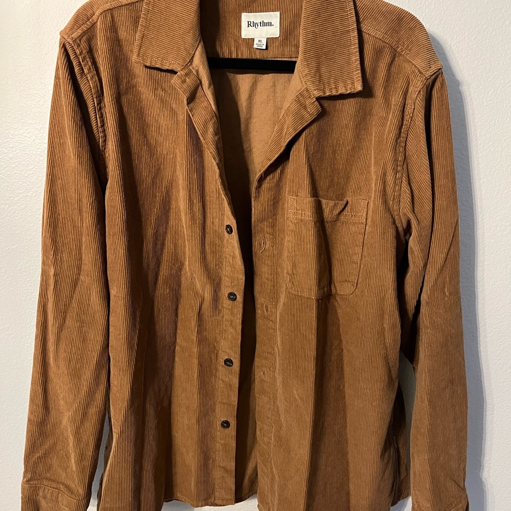 Rhythm Brown Casual Button Down Shirt Corduroy